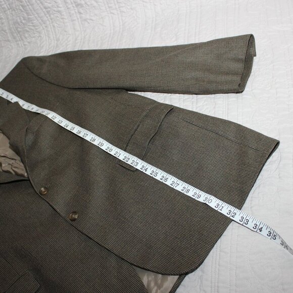 Lauren Ralph Lauren Mens Wool Suit Jacket Sport Coat Green Brown Houndstooth 48R - Picture 10 of 13